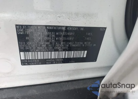 2024 Toyota Rav4 Hybrid Le z USA, uszkodzony, nr VIN 4T3LWRFV0RU161556